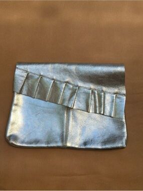 ASOS Metallic Silver Pleated Clutch